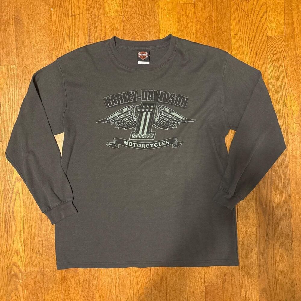 Harley-davidson Men's Grey and Black Shirt